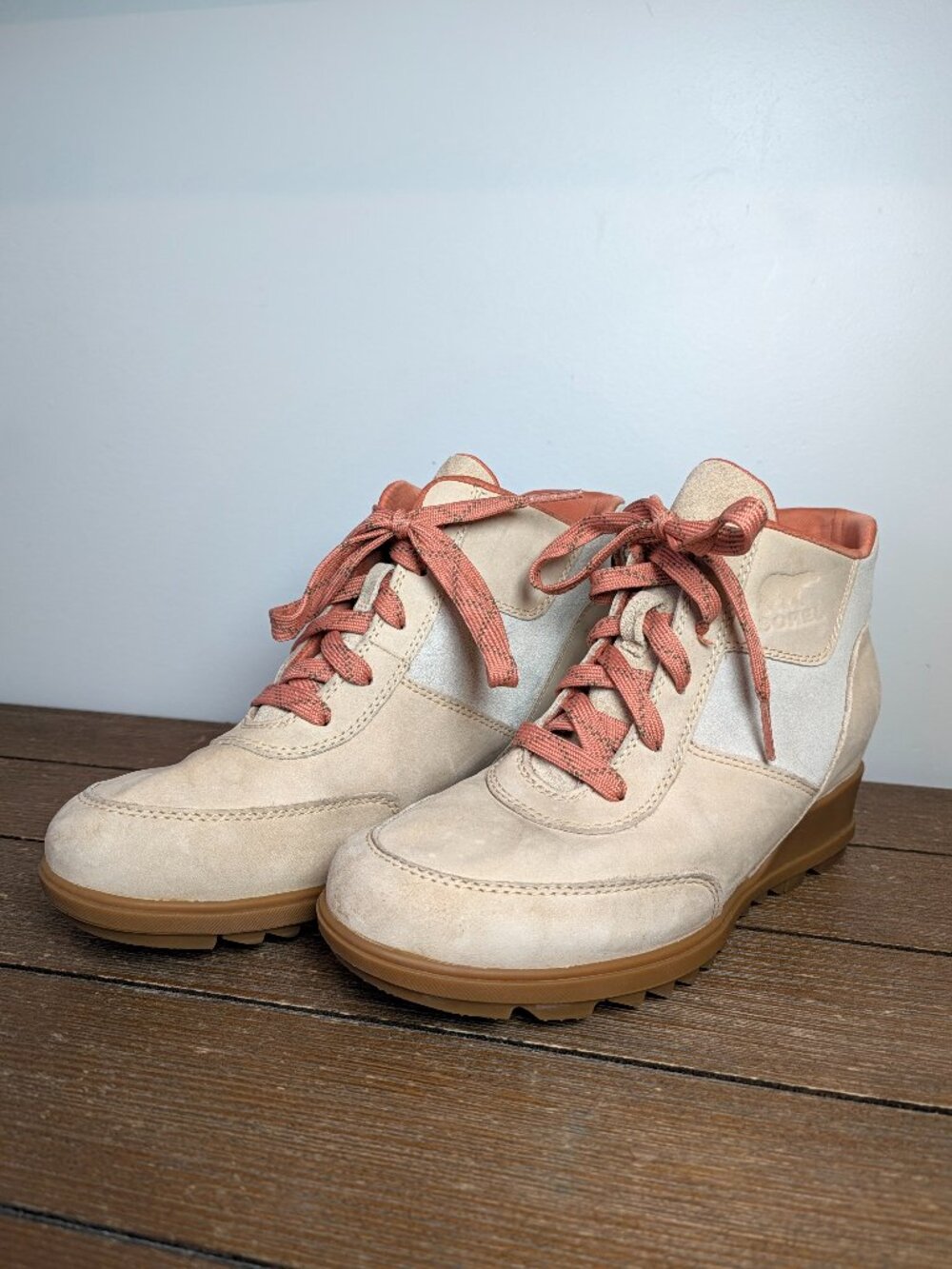 SOREL Women's Size 7.5 Evie Sport Lace Wedge Booties Nova Sand